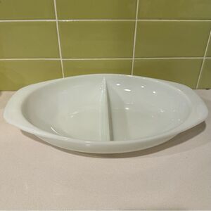 Vintage Pyrex 1063 White Milk Glass Divided Dish – 1.5 Qt (No Lid)